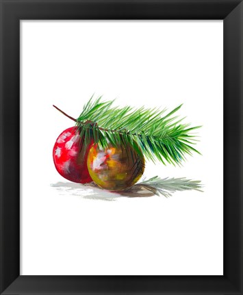 Framed Christmas Bulb on Pine Print