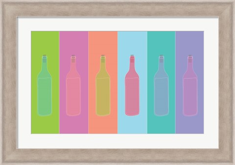 Framed Colorful Mod Wine Bottles Print