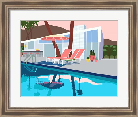 Framed Pool Lounge I Print