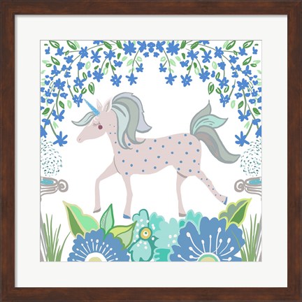 Framed Unicorn Forest I Print