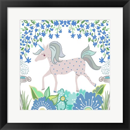 Framed Unicorn Forest I Print