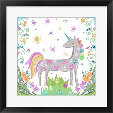 Framed Unicorn Forest II Print