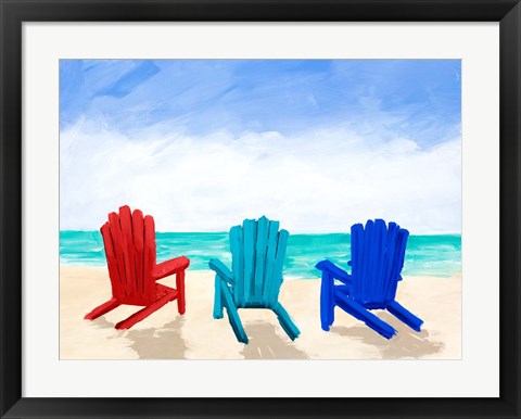 Framed Beach Chair Trio Print