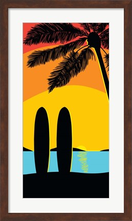 Framed Sunset Surf Panel Print