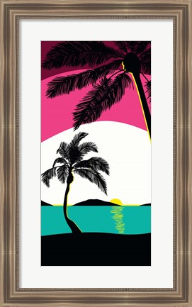 Framed Pink Sunset Surf Panel Print