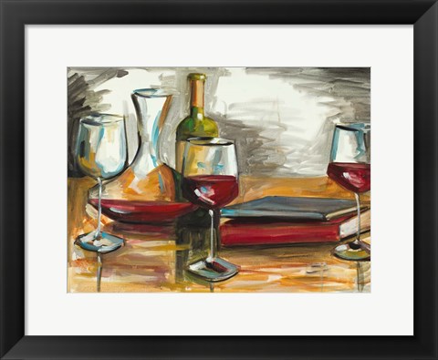 Framed Wine and Books Print