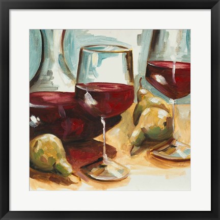 Framed Red Wine and Pears Print