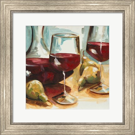 Framed Red Wine and Pears Print