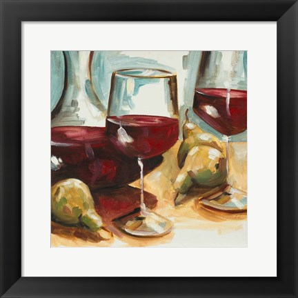 Framed Red Wine and Pears Print