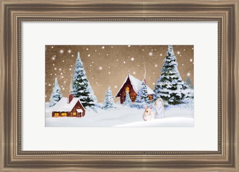 Framed Christmas Village Print