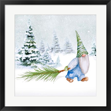 Framed Gnomes on Winter Holiday I Print