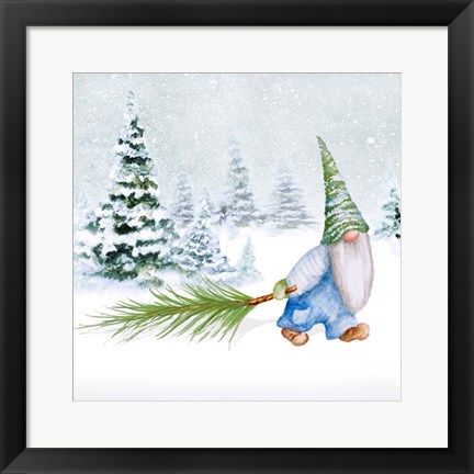 Framed Gnomes on Winter Holiday I Print