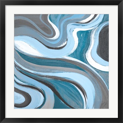 Framed Curvilinear Blue II Print