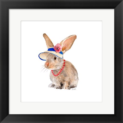 Framed Trendy Meadow Buddy II (Flower Hat and Pearls) Print