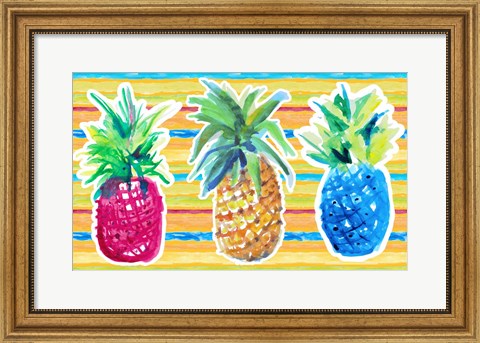 Framed Vibrant Pineapple Trio Print