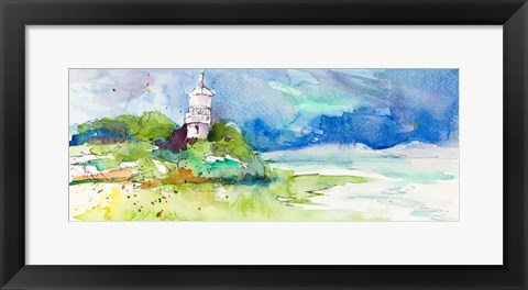 Framed Lighthouse on Coastline Print