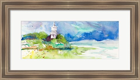 Framed Lighthouse on Coastline Print