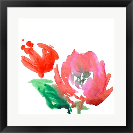 Framed Red Loose Blooms II Print