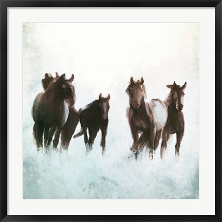 Framed Horses Running through the Surf Print