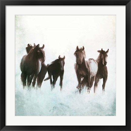 Framed Horses Running through the Surf Print