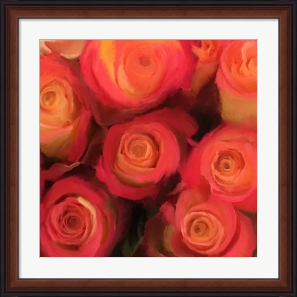 Framed Peach Roses Print