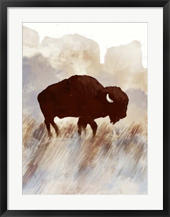 Framed Buffalo Sunset Hill I Print