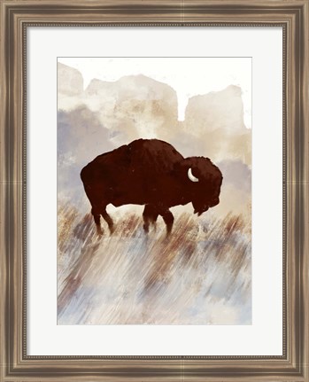 Framed Buffalo Sunset Hill I Print