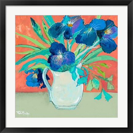 Framed Blue Springtime Vase Print