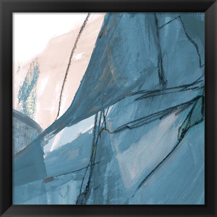 Framed Blue on White Abstract II Print