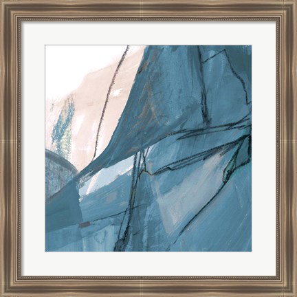 Framed Blue on White Abstract II Print