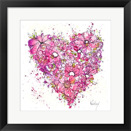 Framed Heart of Flowers Print