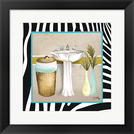 Framed Zebra Bath II Print