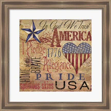 Framed America Typography II Print