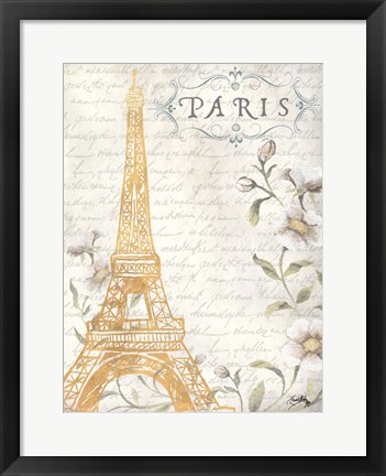 Framed Golden Paris I Print