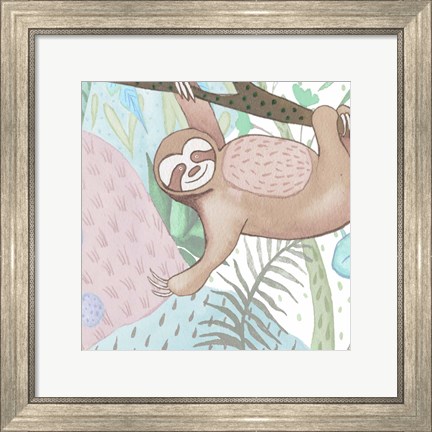 Framed Swinging Sloth Print