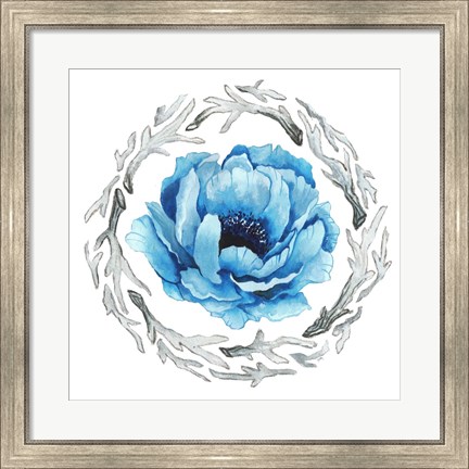 Framed Blue Flower II Print