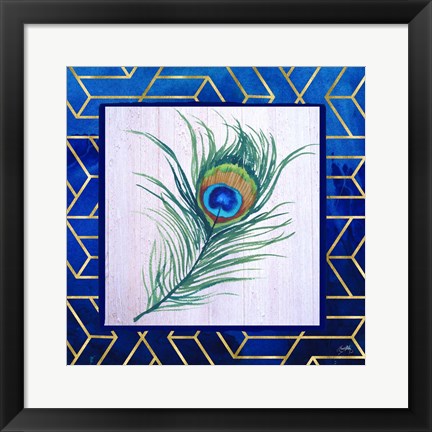 Framed Peacock Feather I Print