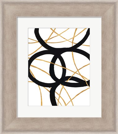 Framed Black and Gold Stroke I Print