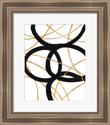 Framed Black and Gold Stroke I Print