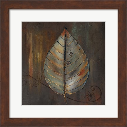 Framed New Leaf VI (brown) Print