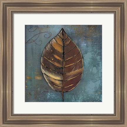 Framed New Leaf VII (blue/grey) Print