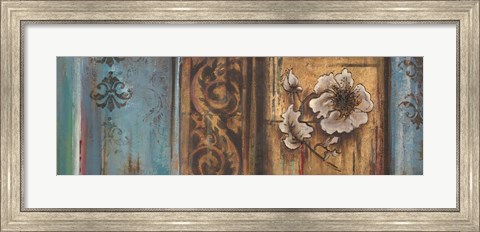 Framed Blue Eclecticism with Floral I Print