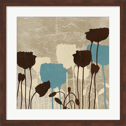 Framed Floral Simplicity III (blue) Print