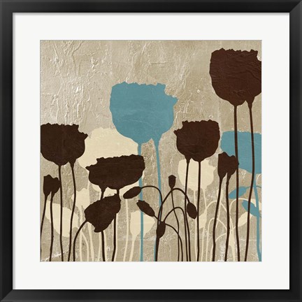 Framed Floral Simplicity IV (blue) Print