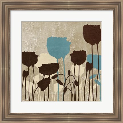 Framed Floral Simplicity IV (blue) Print