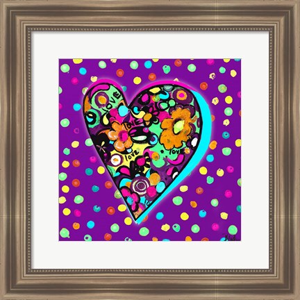 Framed Neon Hearts of Love I Print