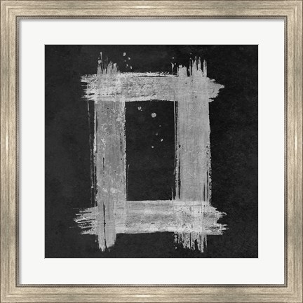 Framed Silver Rectangle on Black Print