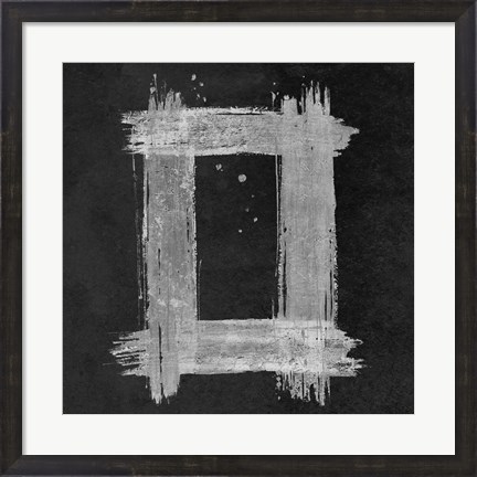 Framed Silver Rectangle on Black Print