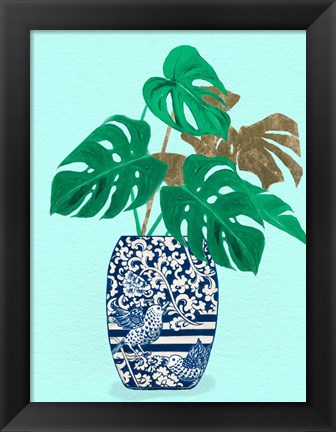 Framed Jungle Leaves in Vase Print