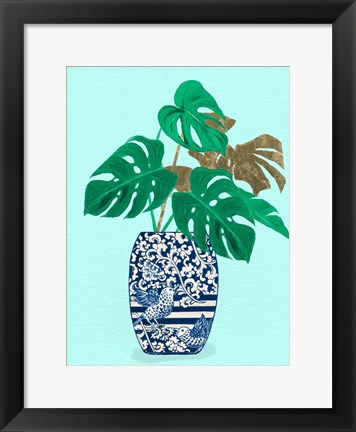 Framed Jungle Leaves in Vase Print